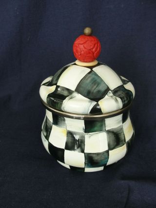 Mackenzie Childs Courtly Check Enameled Candle Jar W/ Lid