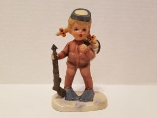 Vintage Arnart 5th Avenue Hand Painted Girl Scuba Diver Figurine