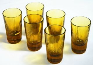 Vtg/barware/dark Amber Shot Glasses/aperitif/cocktail/mid Century/boho Chic/ 6