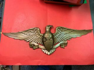Vintage Sexton 27 " American Eagle Cast Metal Gold Finished Wall Hanging U.  S.  A.