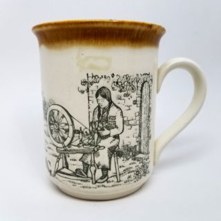 Vintage Biltons Made In England Woman Spinning Sewing Mug Coffee Cup 3 3/4 " Tall
