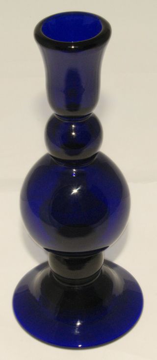 Thomas Thos Webb - Cobalt Blue - Blown Glass 7 3/8 " Candle Stick Holder England