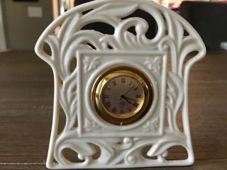 Vintage Lenox Small Porcelain Clock Raised & Intertwined Leaves Perfectly
