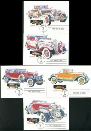 2381 - 2385 Antique Classic Automobiles First Day Of Issue Set Of 5