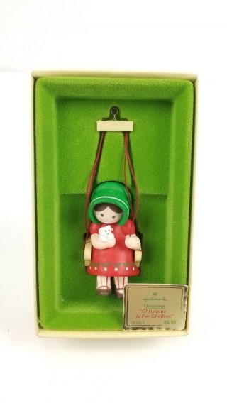 Vintage 1979 Christmas Is For Children Box Hallmark Keepsake Swing Set Ornament