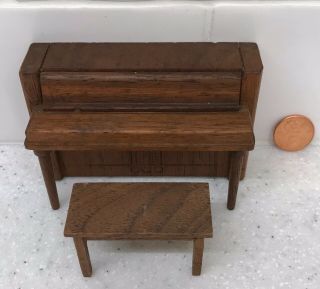 Vintage Wood Piano & Bench Dollhouse Furniture Antique