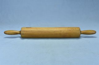 Antique 19 " Rolling Pin One Piece Solid Wood Hand Turned Mellow Patina 5185