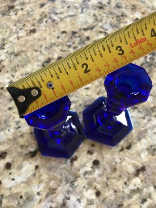 cobalt blue glass candle holders small 4 Inch Set Of 2 Vintage Garage Find 4