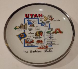 Vintage Decorative Collectible State Plate Of Utah 7 Inch