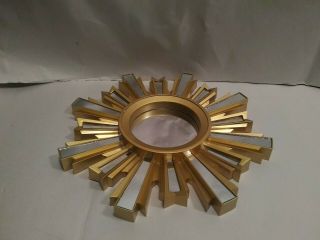 L50 Vintage Small Gold Plastic Star Burst Mirror