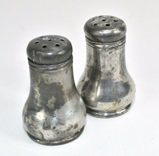Solid Pewter Salt And Pepper Shakers Small Mini - Vintage