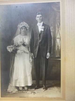 Antique/vintage Bride And Groom Wedding Photo,  Standing On Hide Rug,  Ships