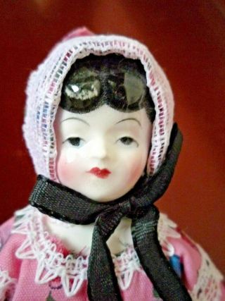 Vintage 7 - 1/2 Inch Shackman Japan Well - Dressed China Head Lady Doll
