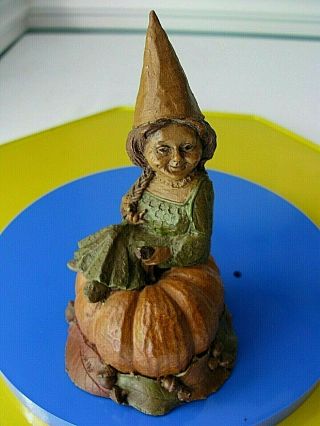 Tom Clark Gnome Cairn Figurine " Pumpkin " Signed 1986 Usa 6 " Tall