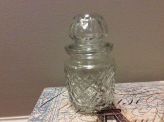Vintage Cut Glass Small Jar W/ Lid,  Sugar Bowl,  Geometic Pattern