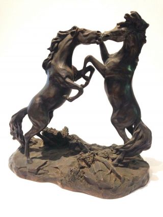 Lanford Monroe Bronze Horse Sculpture Statue Challenging Stallions Franklin 1983