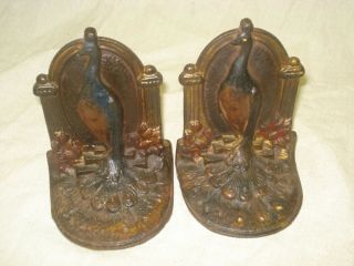 Vintage Antique Cast Iron “peacock” Bookends From The 1930 