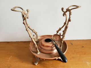 S&C Antique Copper Teapot Kettle With Warming Stand - 1892 Patent on Burner 5