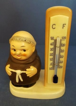 Vintage Goebel Friar Tuck Thermometer Kf 56,  Blue Indicator,  Tmk 3