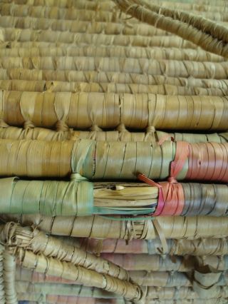 VINTAGE Large Boho BASKET Multi - color Woven Coil ROUND Ethnic Decor Storage Lid 5