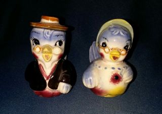 Vtg Anthropomorphic Blue Bird Grandpa And Grandma Salt And Pepper Shakers Japan?