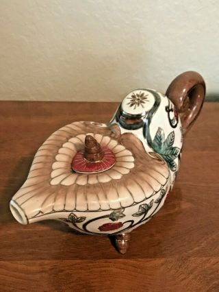 Oriental Accent Ceramic Nautilus Shell Aladdin - style Genie Lamp Tea Pot 3