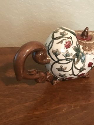 Oriental Accent Ceramic Nautilus Shell Aladdin - style Genie Lamp Tea Pot 6