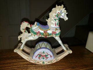 The San Francisco Music Box Co.  " Deck The Halls " Musical Christmas Rocking Horse