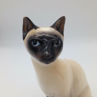 Royal Doulton Siamese Cat Figurine Blue Eyes Sitting Proud Hn2655 5.  5 " Tall