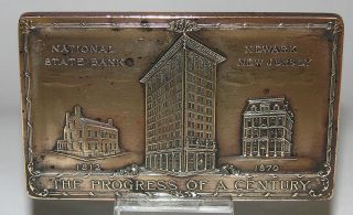 Brass Paperweight 100th Anniversary National State Bank Newark Nj 1912