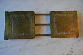 Bradley & Hubbard Vtg Art Deco Brass Book Rack Bookends Cac Mono