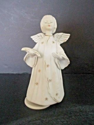 Vintage Porcelain Angel Musical Schmid Bros Figurine " Oh Holy Night " Music Box