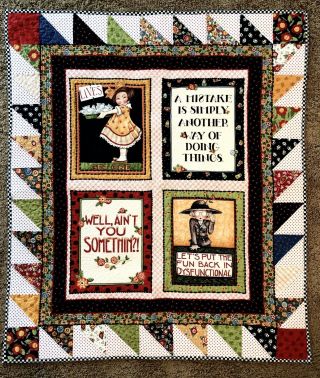 Mary Engelbreit Handmade Small Quilt Blanket/ Wall Hanging With Classic Quotes