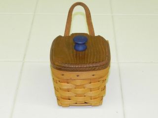Longaberger 1996 Wall Hanging Basket With Lid And Leather Handle