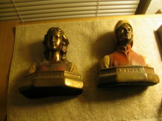 Vintage Beatrice and Dante Marion Bronze Bookends Divine Comedy Majestic Pair 3