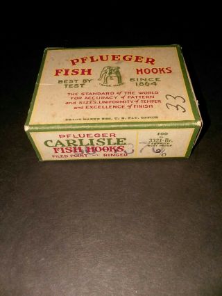 Vintage Box Of Nos Brass Pflueger Carlisle Fish Hooks
