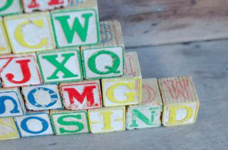 Vintage Antique Wood Children ' s Alphabet Blocks Toys 3
