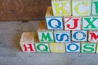 Vintage Antique Wood Children ' s Alphabet Blocks Toys 4
