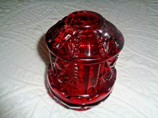 Two Piece Hurricane Candle Lamp - Red In Color - Raised Star Design