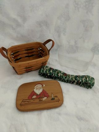 1993 Longaberger Basket With Protector,  Holly Garter And Ks Lanam Painted Lid
