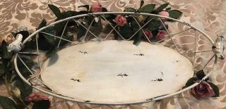 White Distressed White Antique Shabby Chic Metal Basket Tray