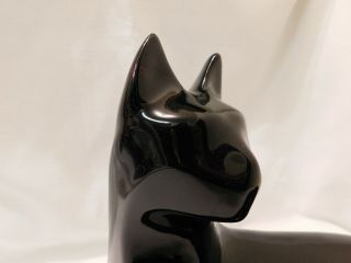 Vintage LARGE Mid Century or Danish Modern Black Ceramic Cat Statue 6