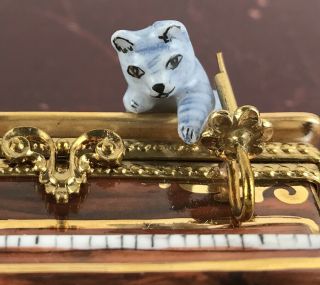 Piano Trinket Box - Marked Peint main Limoges France Cat And Book 2