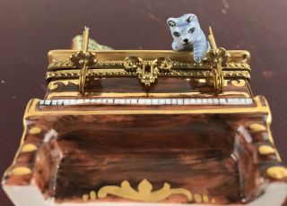 Piano Trinket Box - Marked Peint main Limoges France Cat And Book 7