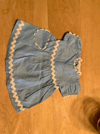 Vintage Blue Doll Dress W/ White Trim