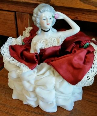 " Lady Emma Hamilton " Porcelain Half Doll Tea Cozy - Goebel W.  Germany 1985