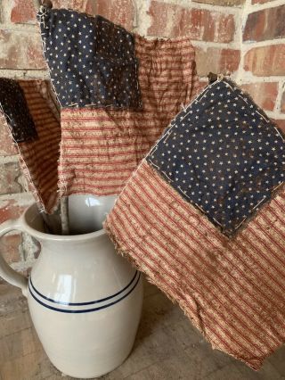 Primitive Farmhouse Americana Aged American Flag 4th Of July Summer Memorial Day