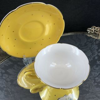 Anthropologie Yellow Bluebird Tea Cup And Saucer Porcelain China Teacup 6