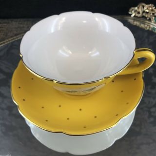 Anthropologie Yellow Bluebird Tea Cup And Saucer Porcelain China Teacup 7