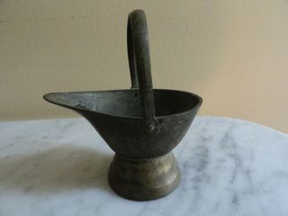 Vintage Miniature Brass Coal Scuttle Fireplace Ash Bucket